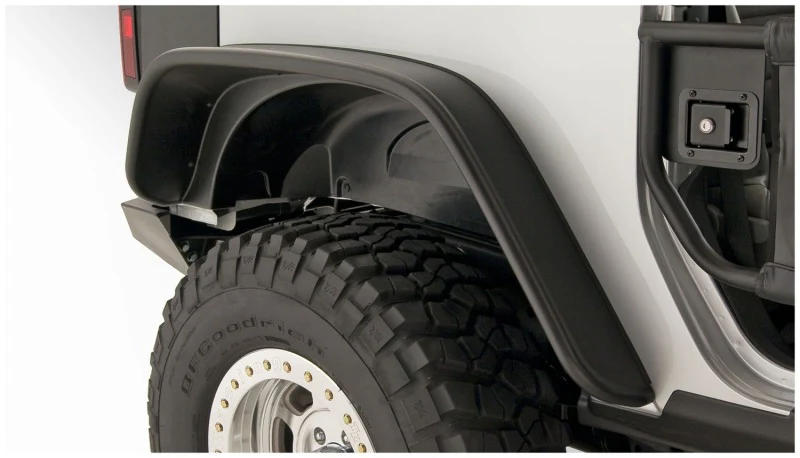 Bushwacker 07-18 Jeep Wrangler Flat Style Flares 4pc Fits 2-Door Sport Utility Only - Black - Image 4