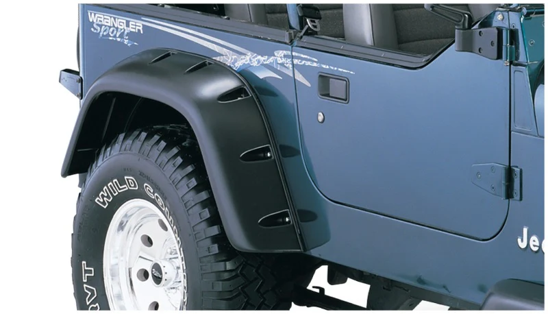 Bushwacker 87-95 Jeep Wrangler Cutout Style Flares 4pc Cutting Optional Not Renegade - Black - Image 8