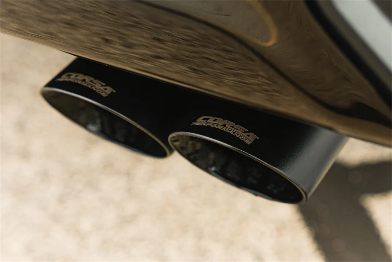 Corsa 2022-2024 Chevrolet Silverado 1500 Cat-Back Dual Rear Exit with Twin 4in Black Tips - Image 3