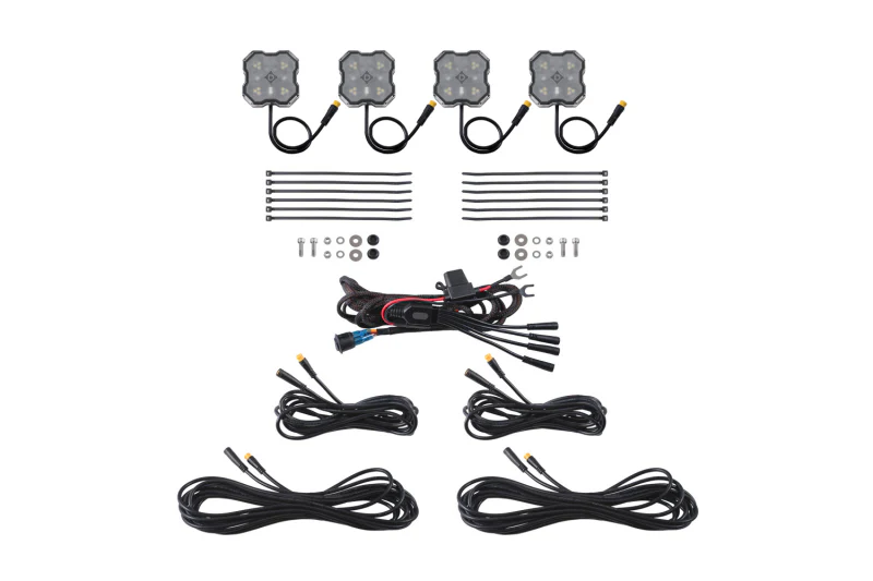 Diode Dynamics Rock Light - Red/White - M8 4-Pack