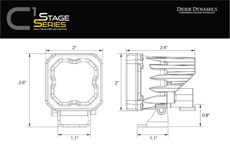 Diode Dynamics Stage Series C1R - White Flood Standard LED Pod (Pair) - Image 4