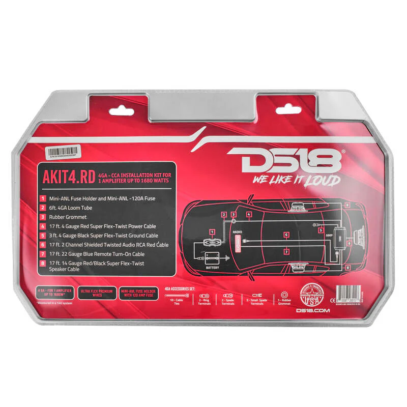 DS18 4-GA Amplifier Install Kit Advance- Red - Image 4