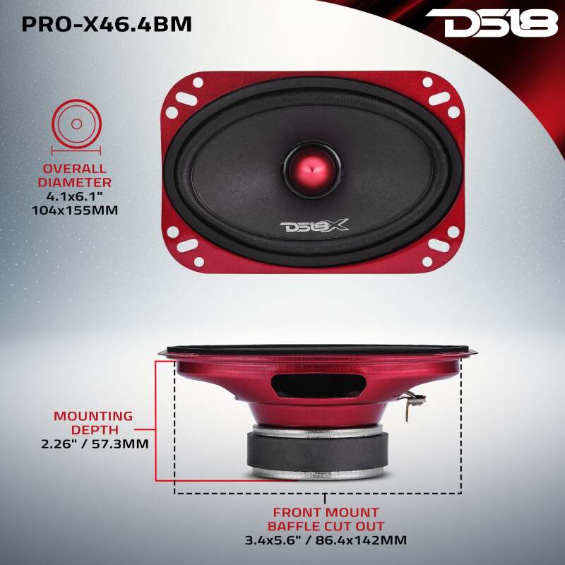 DS18 4x6in 100 Watts RMS 4 ohm Mid-Range Bullet Loudspeaker - Image 4