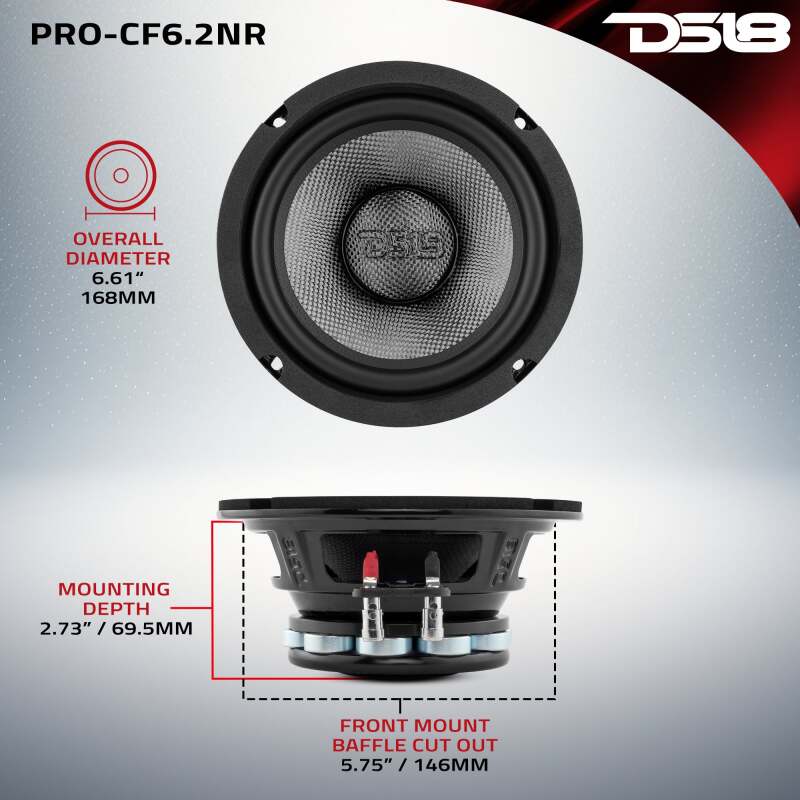 DS18 6.5in 250 Watts RMS 2 ohm Mid-Bass Loudspeaker Neodymium - Image 2