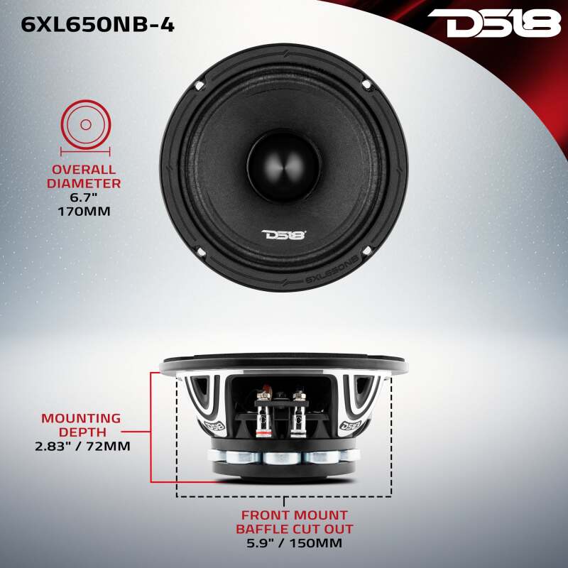 DS18 6.5in 325 Watts RMS 4 ohm Neodymium Bullet Mid-Range Loudspeakers - Image 7