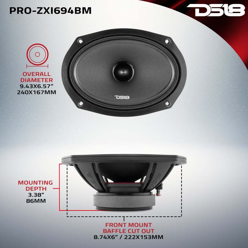 DS18 6x9in 300 Watts RMS 4 ohm Neodymium and Ferrite Magnet Bullet Mid-Range Loudspeaker - Image 6