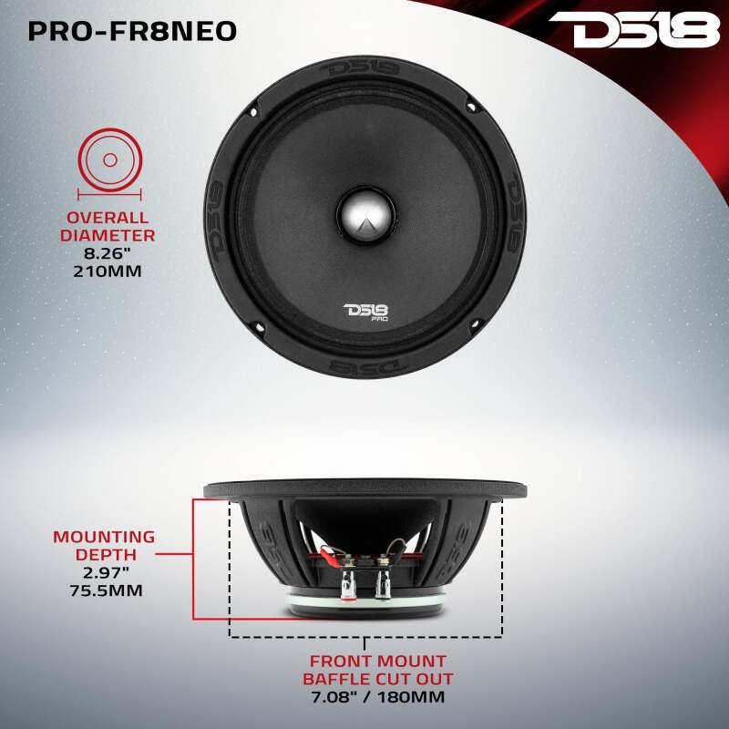 DS18 8in 250 Watts RMS 4 ohm Neodymium Full Range Loudspeaker - Image 4