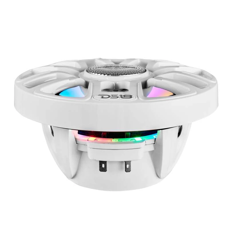 DS18 Marine 8in 2-Way 175 Watts RMS 4 ohm Digital LED Lights Bullet Tweeter Covers Included White - Image 3
