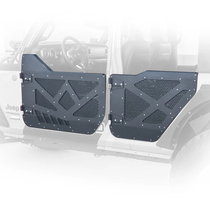 DV8 18-22 Jeep 4 Door JL/JT Aluminum Half Doors with Perforated Mesh Front - Image 2