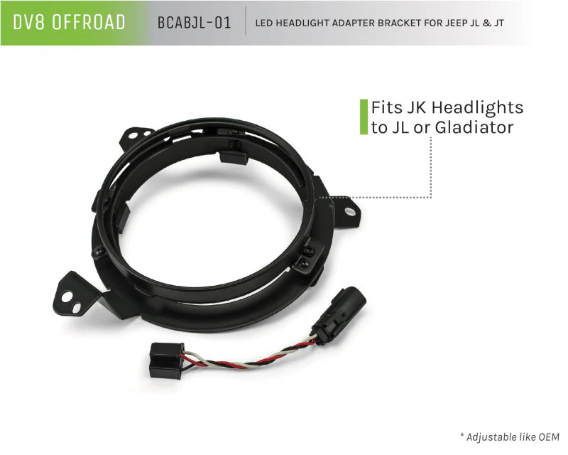 DV8 Offroad 18+ Jeep JL/Gladiator TJ / 7in Headlights Adapter Kit - Image 6