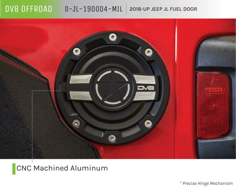 DV8 Offroad 2018+ Jeep JL Aluminum Fuel Door for 20-Pres Wrangler - Image 6