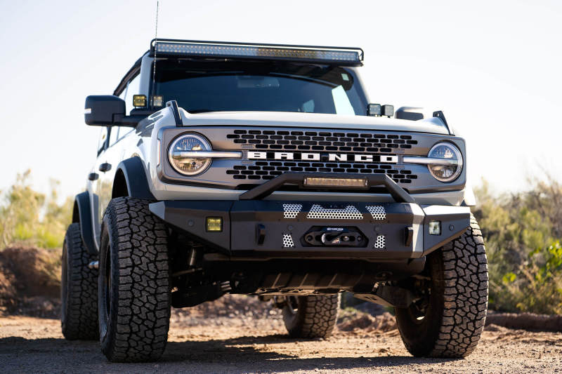 DV8 Offroad 2021+ Ford Bronco Front Bumper Winch Capable w/ Optional Bull Bar/Aux Light Opening - Image 16