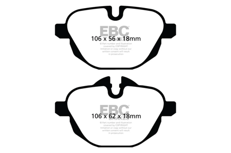 EBC 11+ BMW X3 2.0 Turbo (F25) Ultimax2 Rear Brake Pads - Image 2