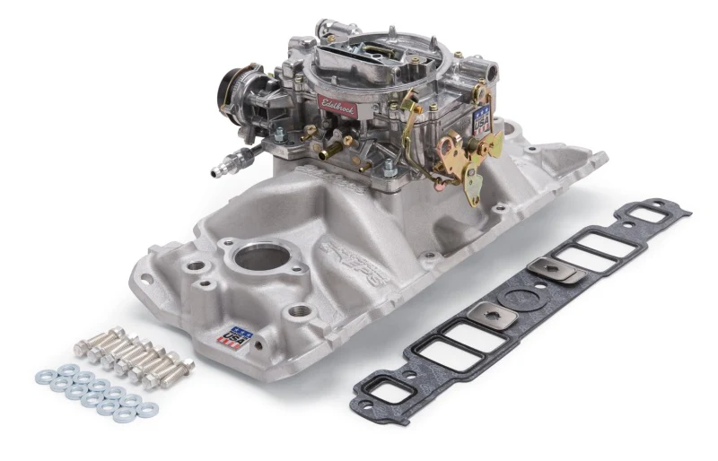 Edelbrock Manifold And Carb Kit Performer Eps Small Block Chevrolet 1957-1986 Natural Finish - Image 6