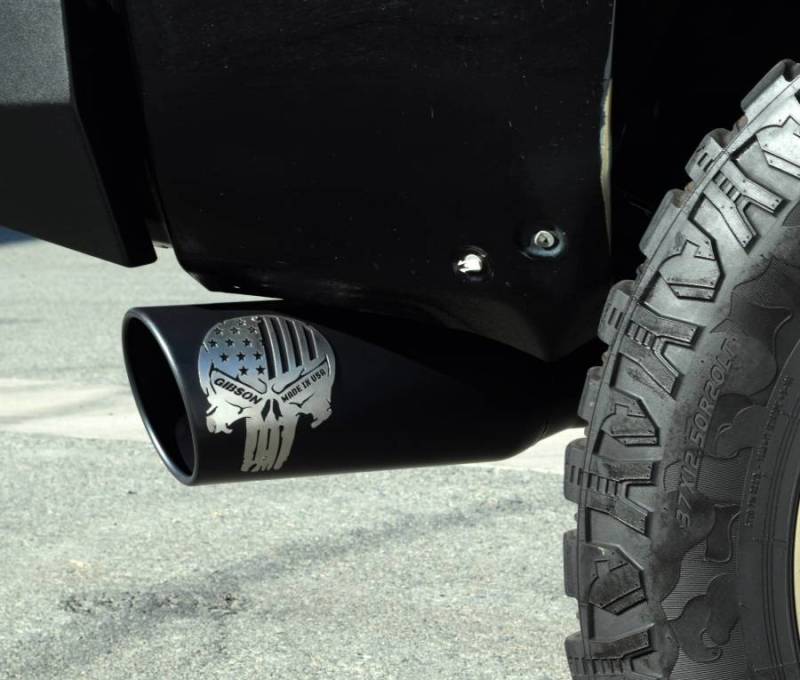 Gibson 07-19 Toyota Tundra SR5 5.7L 4in Patriot Skull Series Cat-Back Single Exhaust - Stainless - Image 2