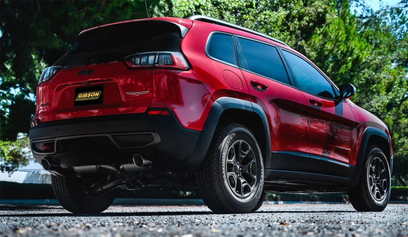 Gibson 14-20 Jeep Cherokee 3.2L 2.5in/2.25in Cat-Back Dual Split Exhaust - Stainless - Image 4