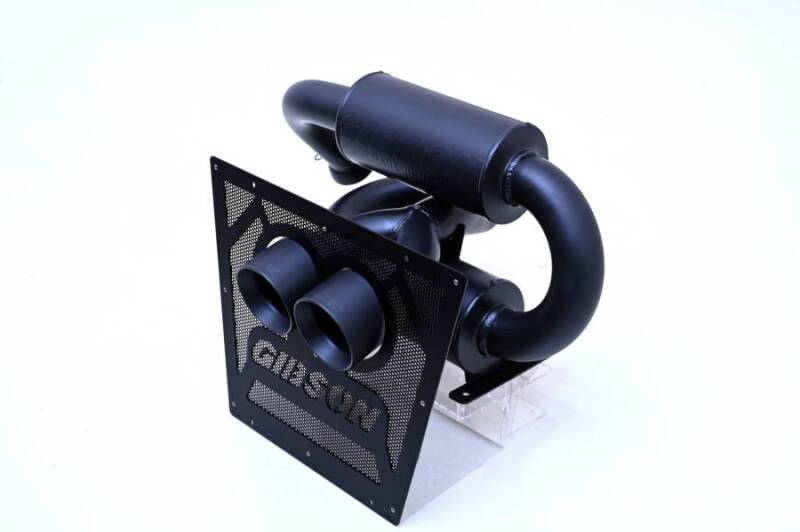 Gibson 2024 Cam-Am Maverick R 4in. T304 Stainless Round Dual Wall Slash-Cut Tip - Black Ceramic - Image 5