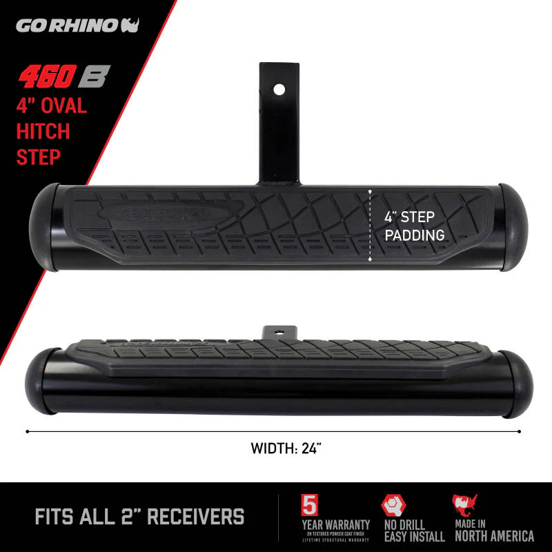 Go Rhino 4in Oval Hitch Step - Black - Image 12
