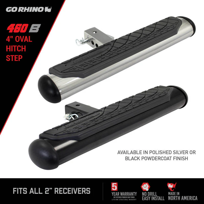 Go Rhino 4in Oval Hitch Step - Black - Image 13