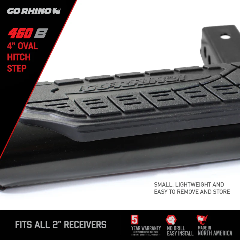 Go Rhino 4in Oval Hitch Step - Black - Image 16