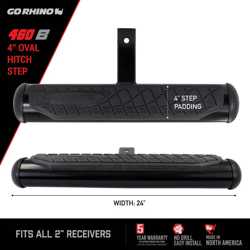 Go Rhino 4in Oval Hitch Step - Black - Image 17