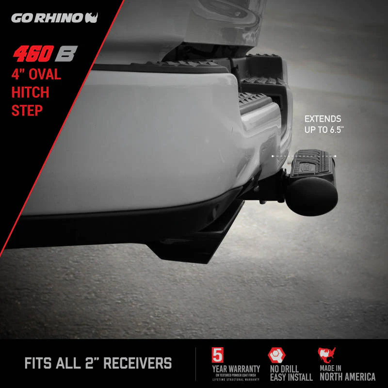Go Rhino 4in Oval Hitch Step - Black - Image 18