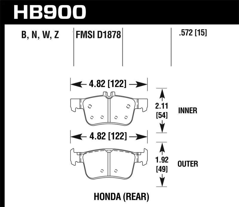 Hawk 16-17 Honda Civic Performance Ceramic Street Rear Brake Pads - Image 2
