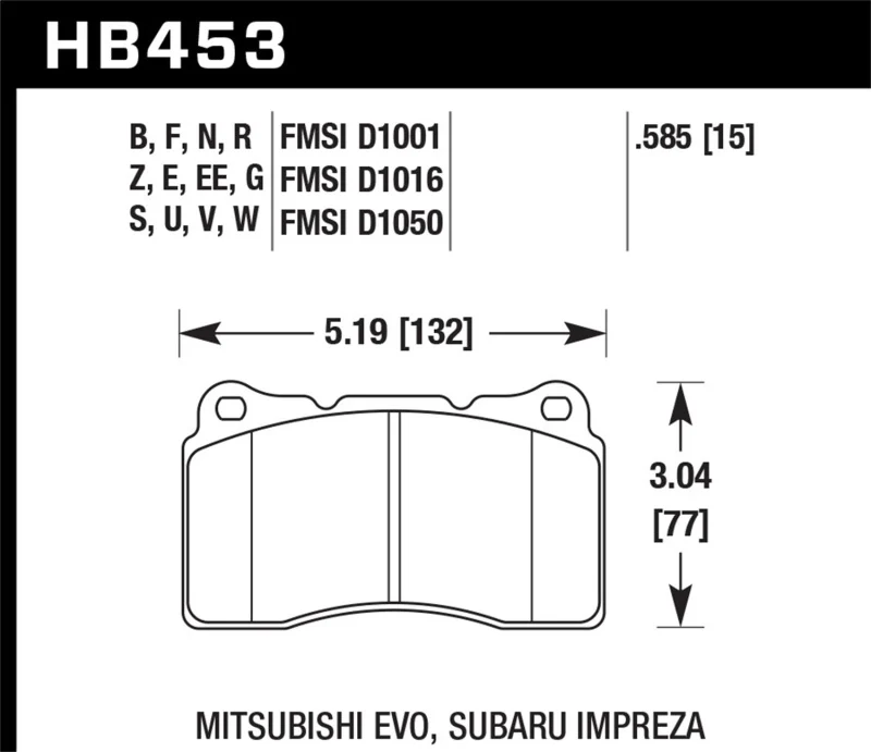 Hawk DTC-80 04-15 Subaru Impreza WRX/STI, 02-06/08-14 Mitsubishi Lancer Evo Front Brake Pads - Image 2
