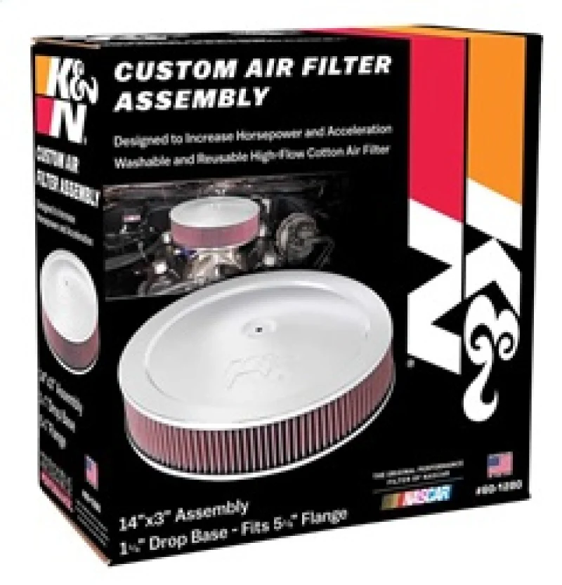 K&N 14in Red Custom Air Cleaner Assembly - 5.125in ID x 14in OD x 2.75in H x 1.25in Drop Base - Image 5