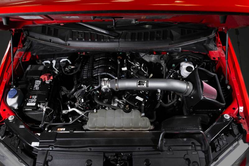K&N 18-24 Ford F150 3.3L V6 Performance Air Intake System w/ Red Air Filter - Image 3