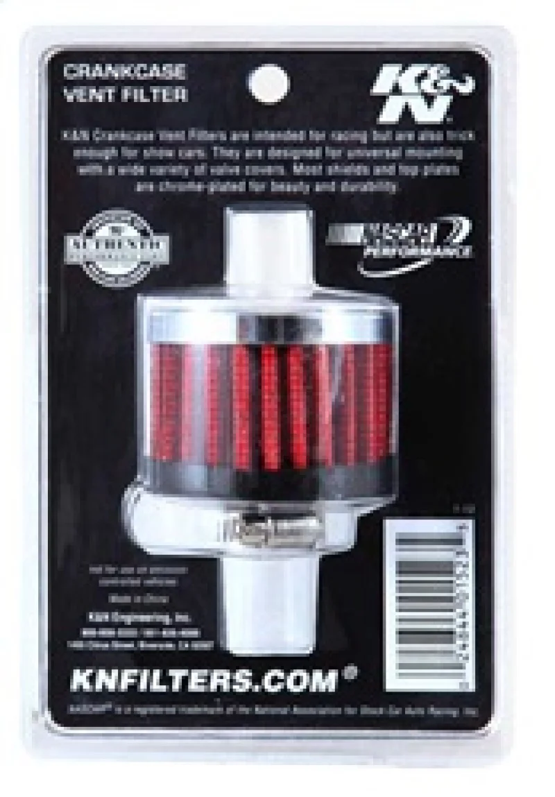 K&N Clamp On Rubber Base Crankcase Vent Filter 0.375in Flange ID x 2in OD x 1.5in Height - Image 13