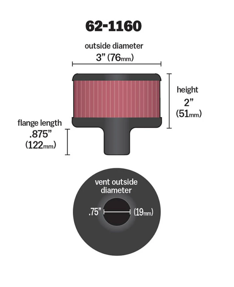 K&N Filter 3/4in Vent 3in Diameter 2in Height - Image 4