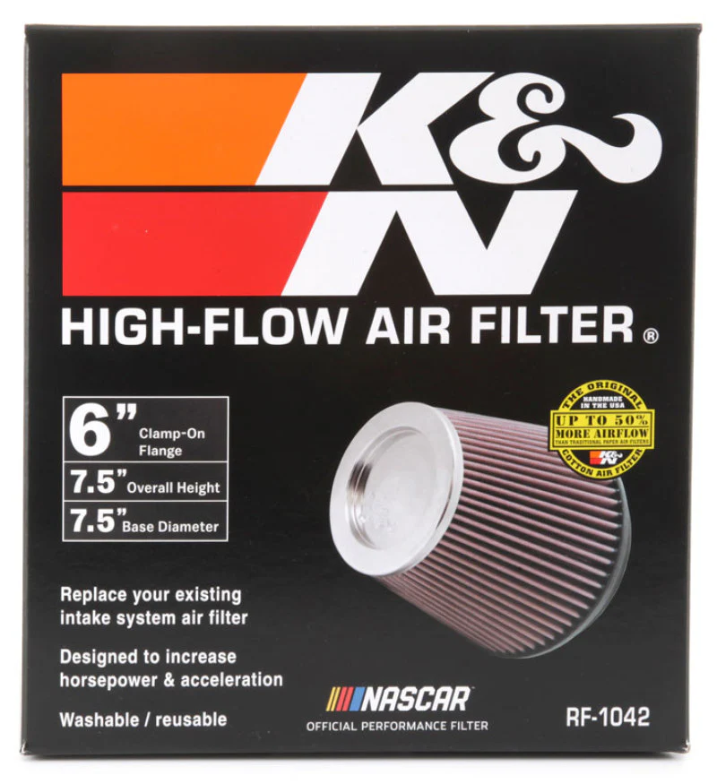 K&N Round Tapered Universal Air Filter 6in Flange ID x 7.5in Base OD x 5in Top OD x 6.5in Height - Image 8