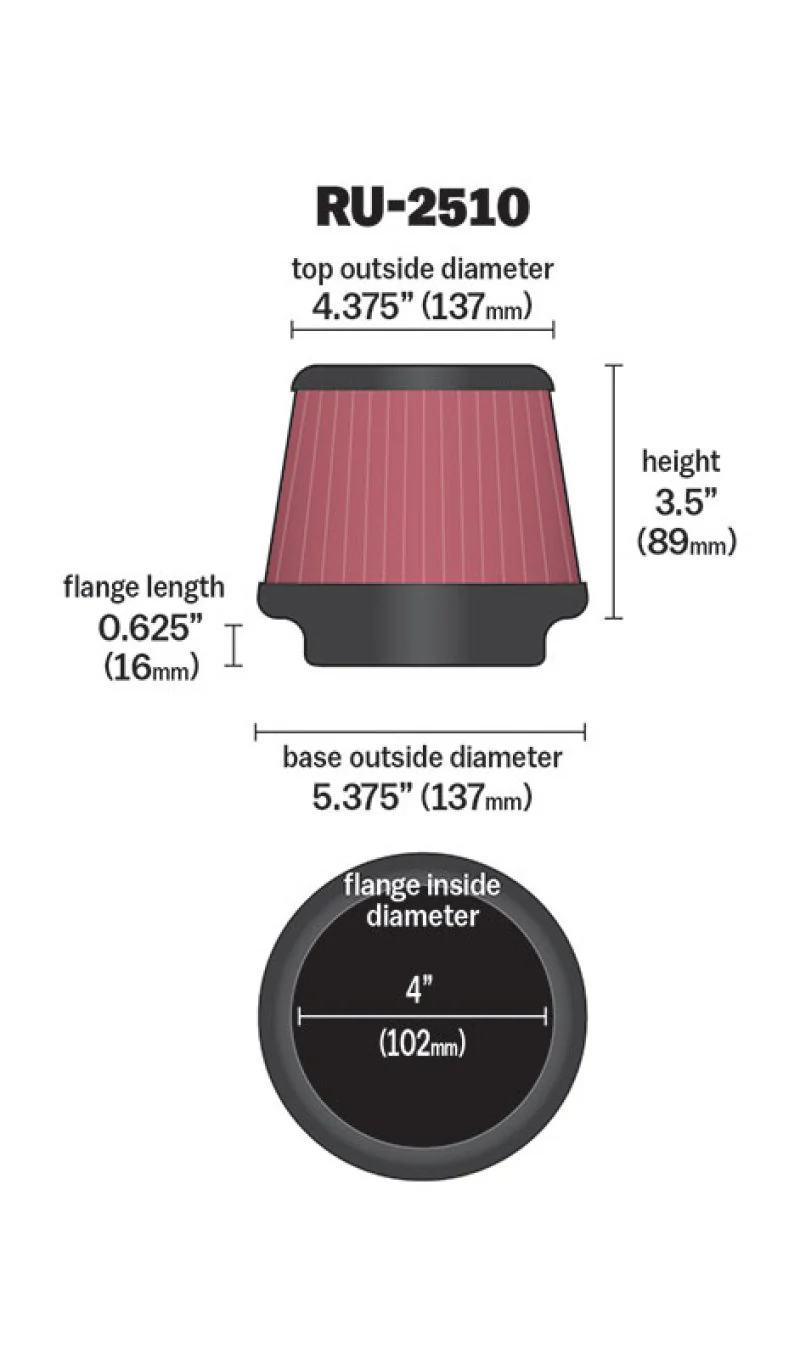 K&N Universal 4 Inch Filter - Image 6