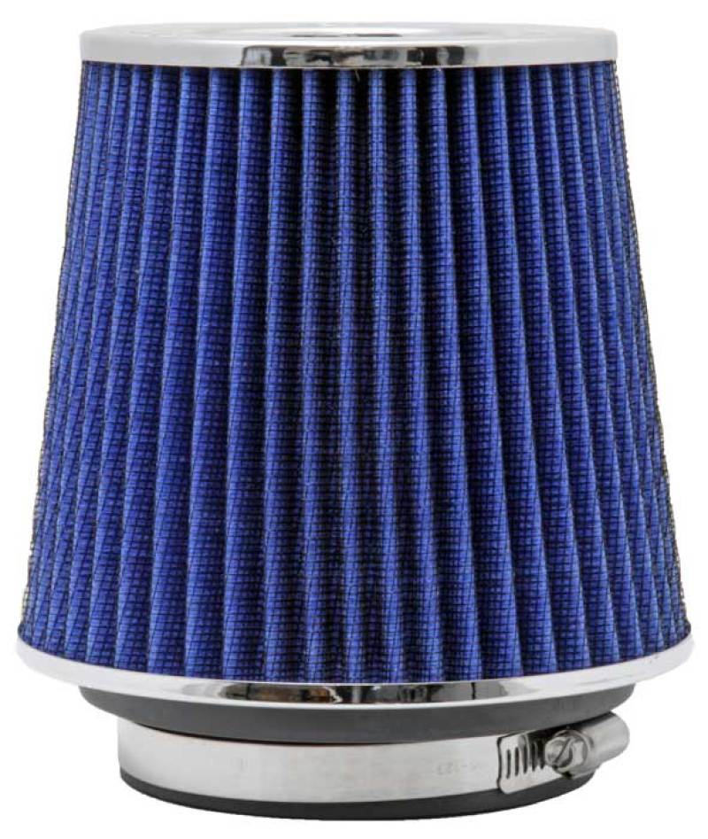 K&N Universal Air Filter Chrome Round Tapered Blue - 4in Flange ID x 1.125in Flange Length x 5.5in H - Image 14