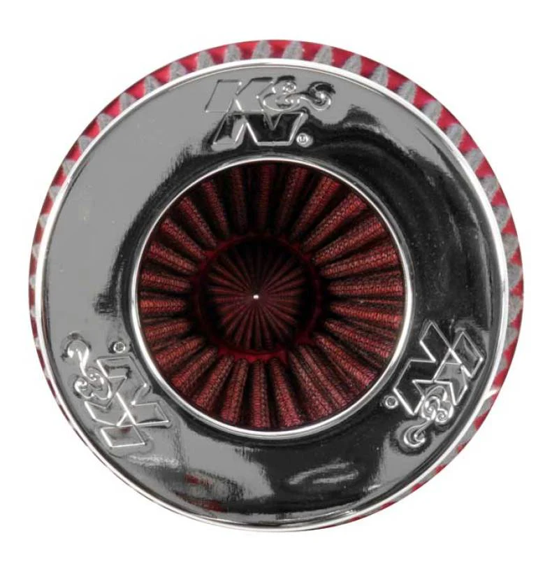 K&N Universal Air Filter Chrome Round Tapered Red - 4in Flange ID x 1.125in Flange Length x 9.5in H - Image 10