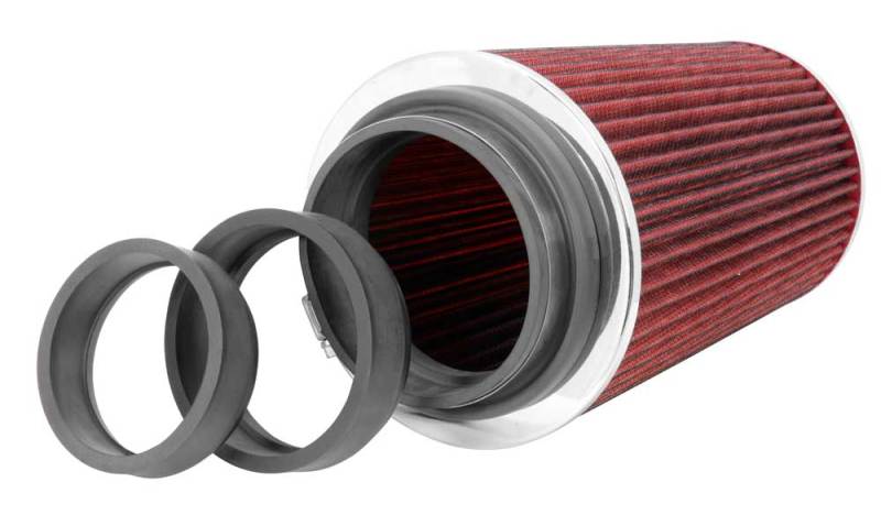 K&N Universal Air Filter Chrome Round Tapered Red - 4in Flange ID x 1.125in Flange Length x 9.5in H - Image 12
