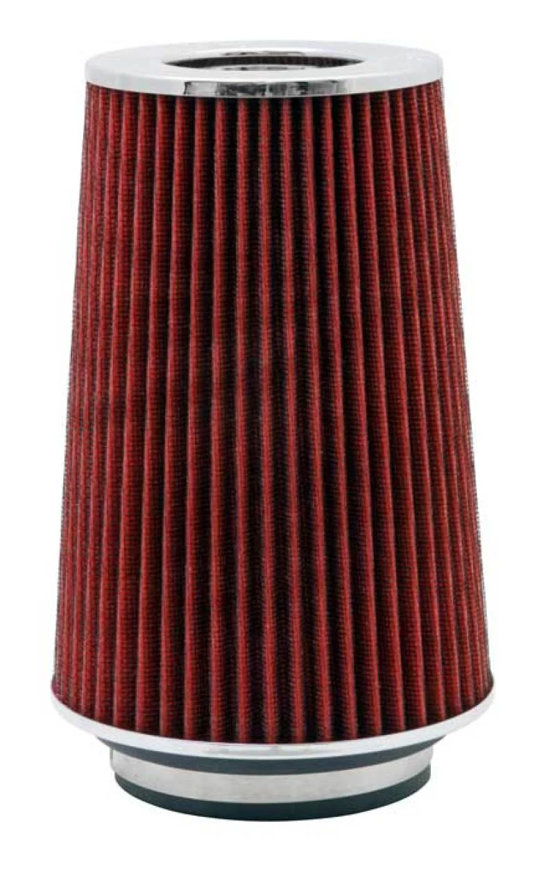 K&N Universal Air Filter Chrome Round Tapered Red - 4in Flange ID x 1.125in Flange Length x 9.5in H - Image 17