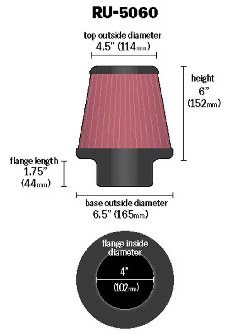 K&N Universal Clamp-On Air Filter 4in FLG / 6-1/2in B / 4-1/2in T / 6in H - Image 7