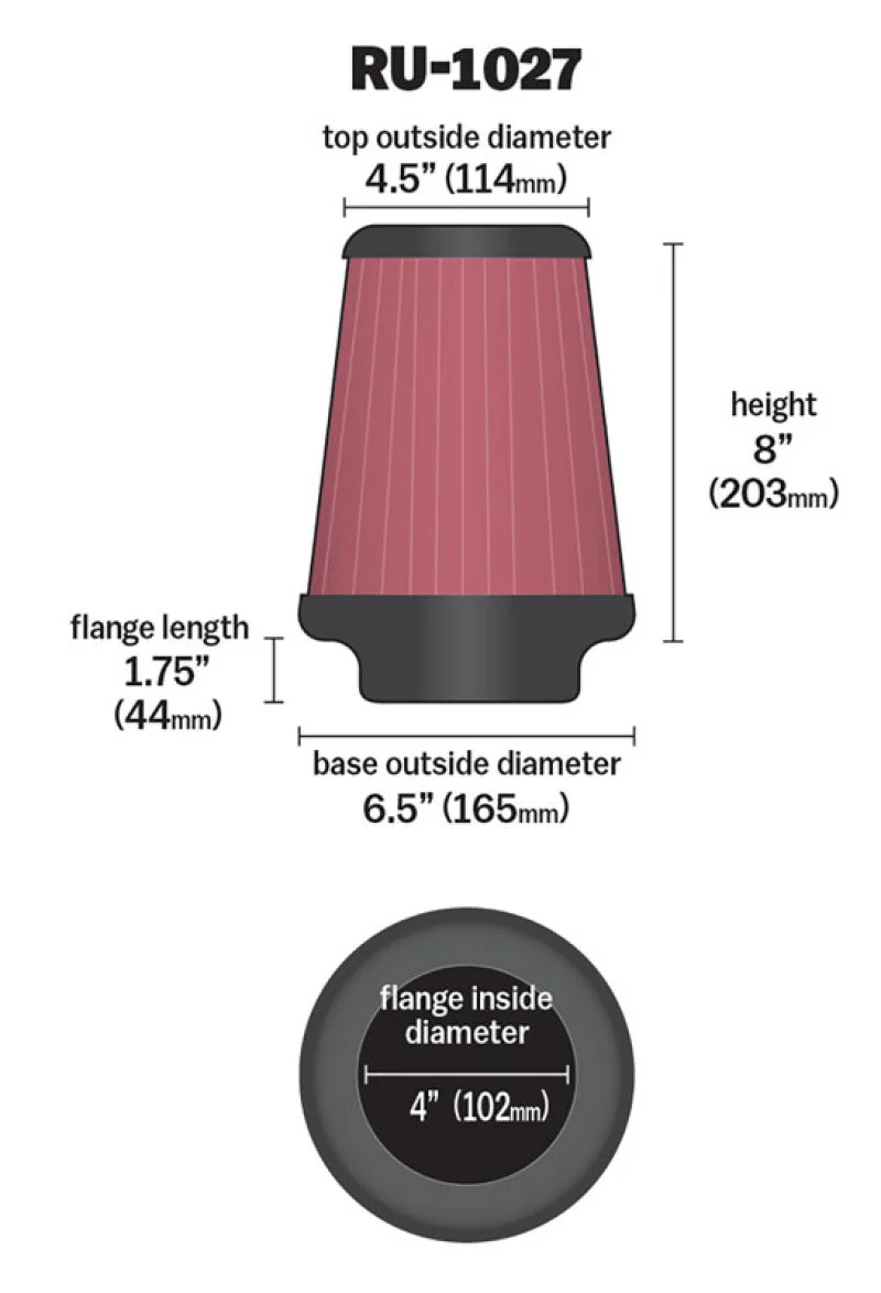 K&N Universal Clamp-On Air Filter 4in FLG / 6-1/2in B / 4-1/2in T / 8in H - Image 6