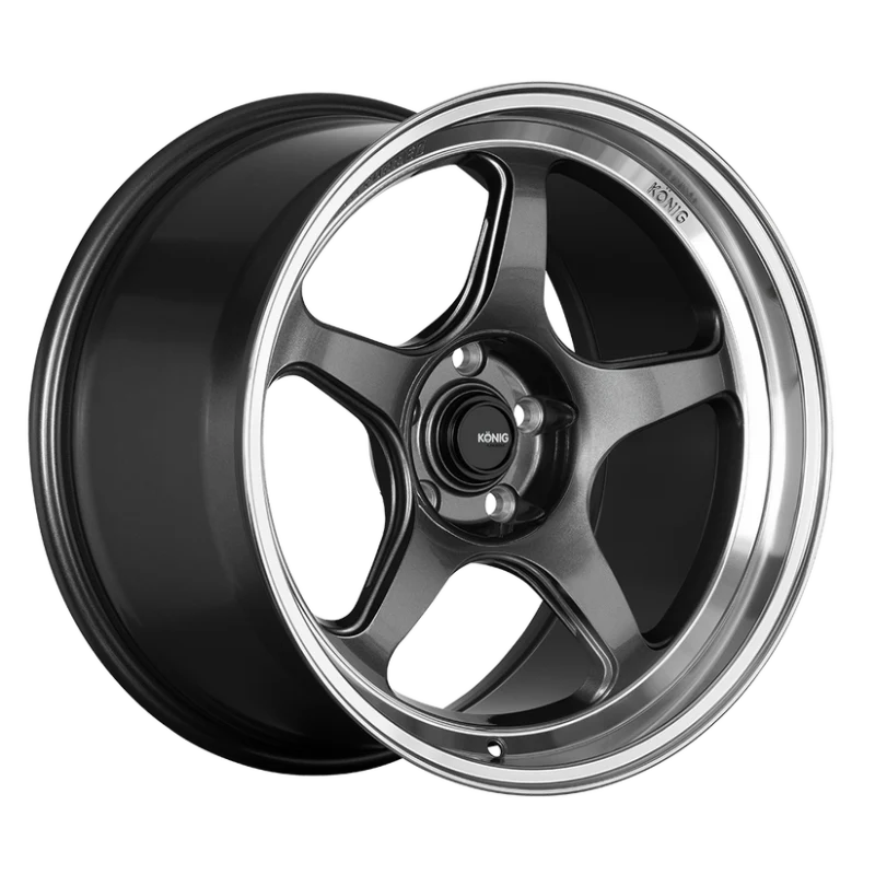 Konig Hyperspec 15x9 4x100 ET35 Anthracite Metallic Wheel w/ Mirror Machined Lip (Knurled Bead)