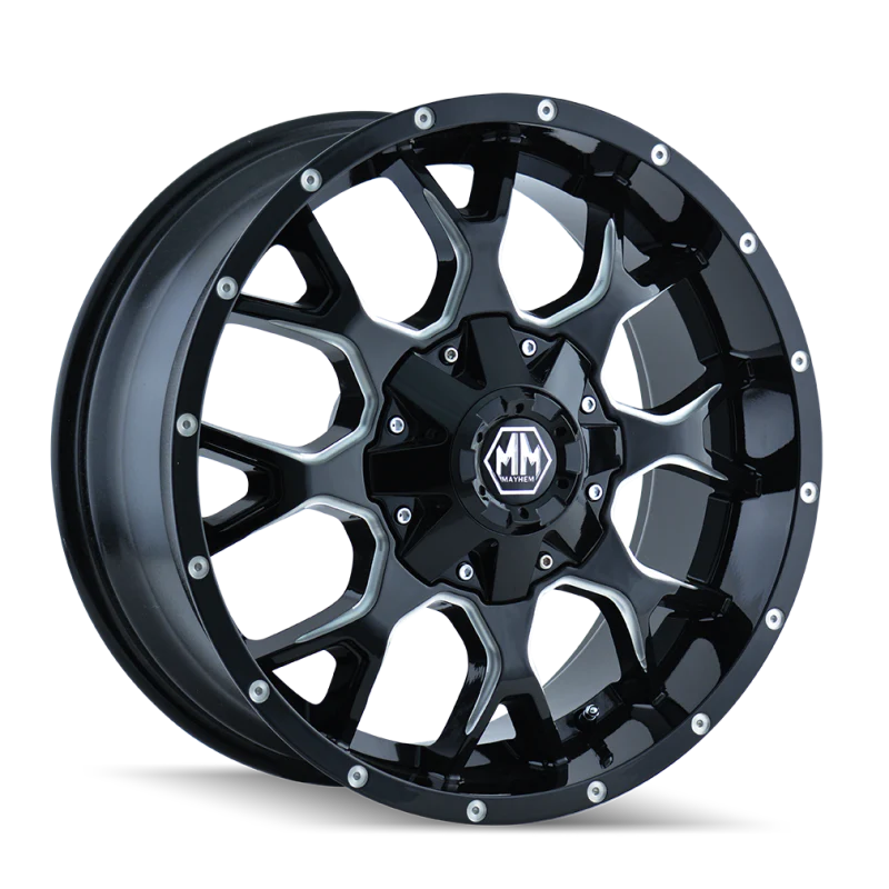Mayhem 8015 Warrior 17x9 / 5x114.3 BP / 18mm Offset / 87mm Hub Black w/ Milled Spokes Wheel - Image 3