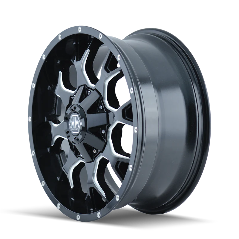 Mayhem 8015 Warrior 17x9 / 5x127 BP / -12mm Offset / 87mm Hub Black w/ Milled Spokes Wheel - Image 4