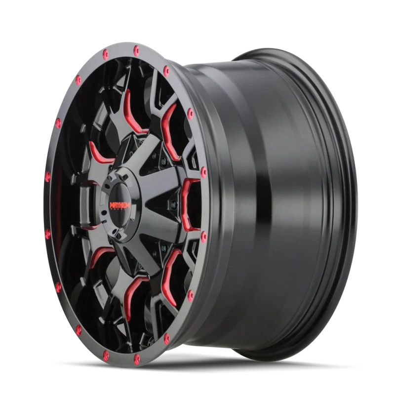 Mayhem 8015 Warrior 20x9 / 6x135 BP / 0mm Offset / 106mm Hub Black w/ Prism Red Wheel - Image 3