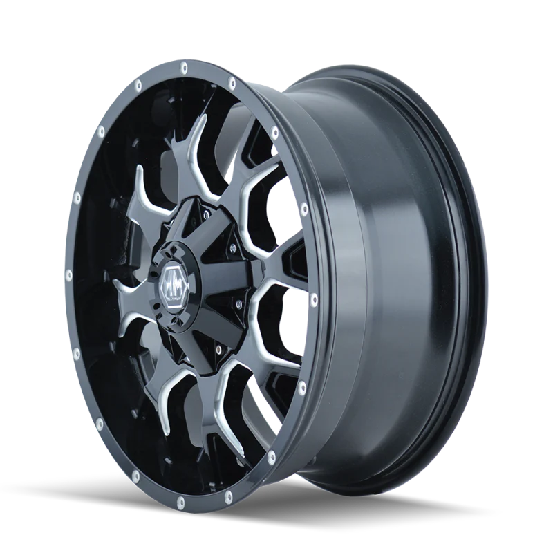 Mayhem 8015 Warrior 20x9 / 8x180 BP / 18mm Offset / 124.1mm Hub Black w/ Milled Spokes Wheel - Image 2