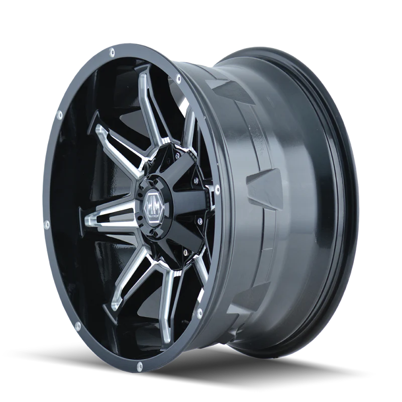 Mayhem 8090 Rampage 17x9 / 5x127 BP / -12mm Offset / 87mm Hub Black w/ Milled Spokes Wheel - Image 3
