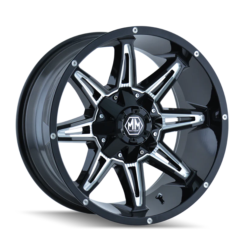 Mayhem 8090 Rampage 17x9 / 6x135 BP / 18mm Offset / 106mm Hub Black w/ Milled Spokes Wheel