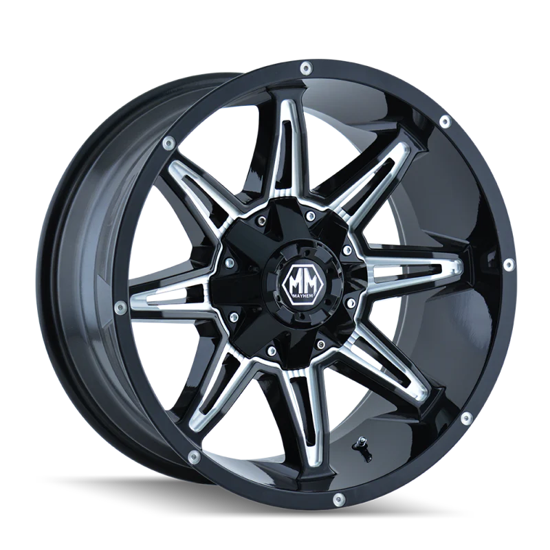Mayhem 8090 Rampage 20x10 / 6x135 BP / -25mm Offset / 106mm Hub Black w/ Milled Spokes Wheel - Image 2