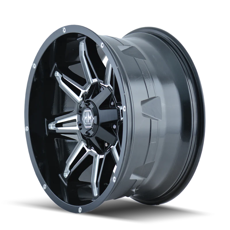 Mayhem 8090 Rampage 20x10 / 6x135 BP / -25mm Offset / 106mm Hub Black w/ Milled Spokes Wheel - Image 4