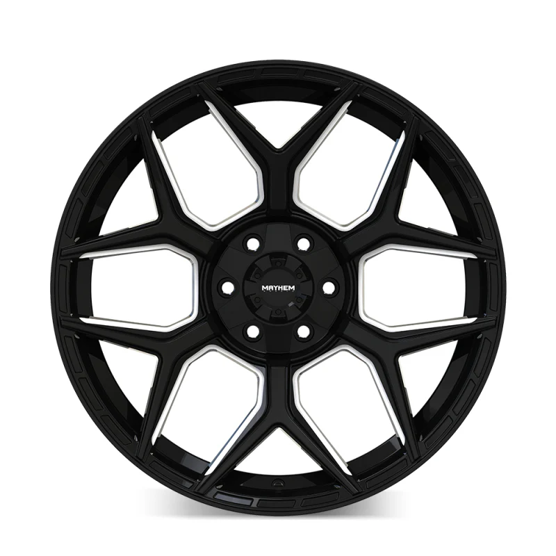 Mayhem Vanquish 8119 22x10 / 6x135/6x139.7 / -19mm Offset / 106.1mm Hub - Gloss Black Milled - Image 2